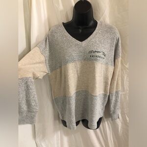 SJ lounge Michigan State grey colorblock v-neck spirit jersey shirt size XS new